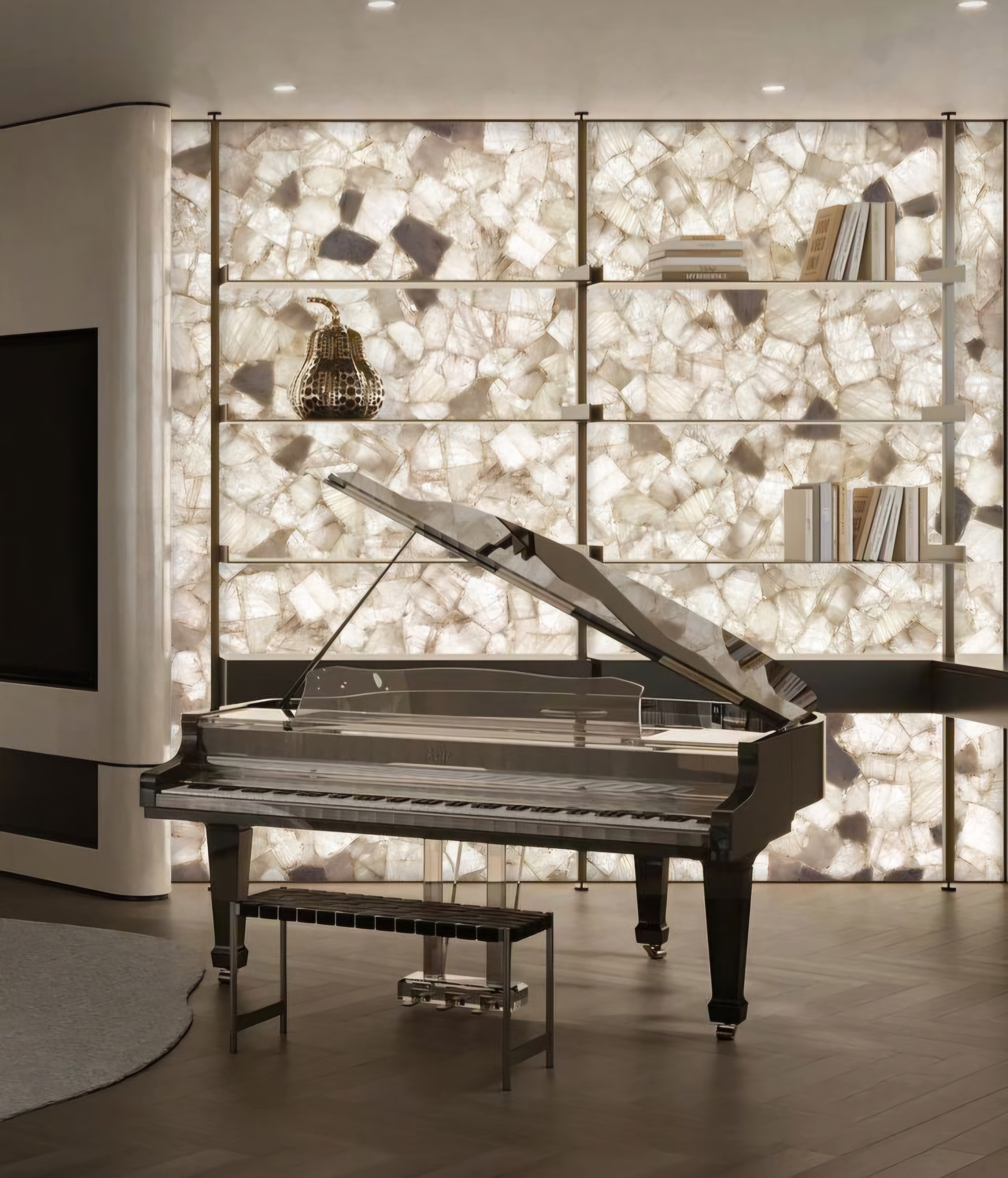 Backlit stone panel application