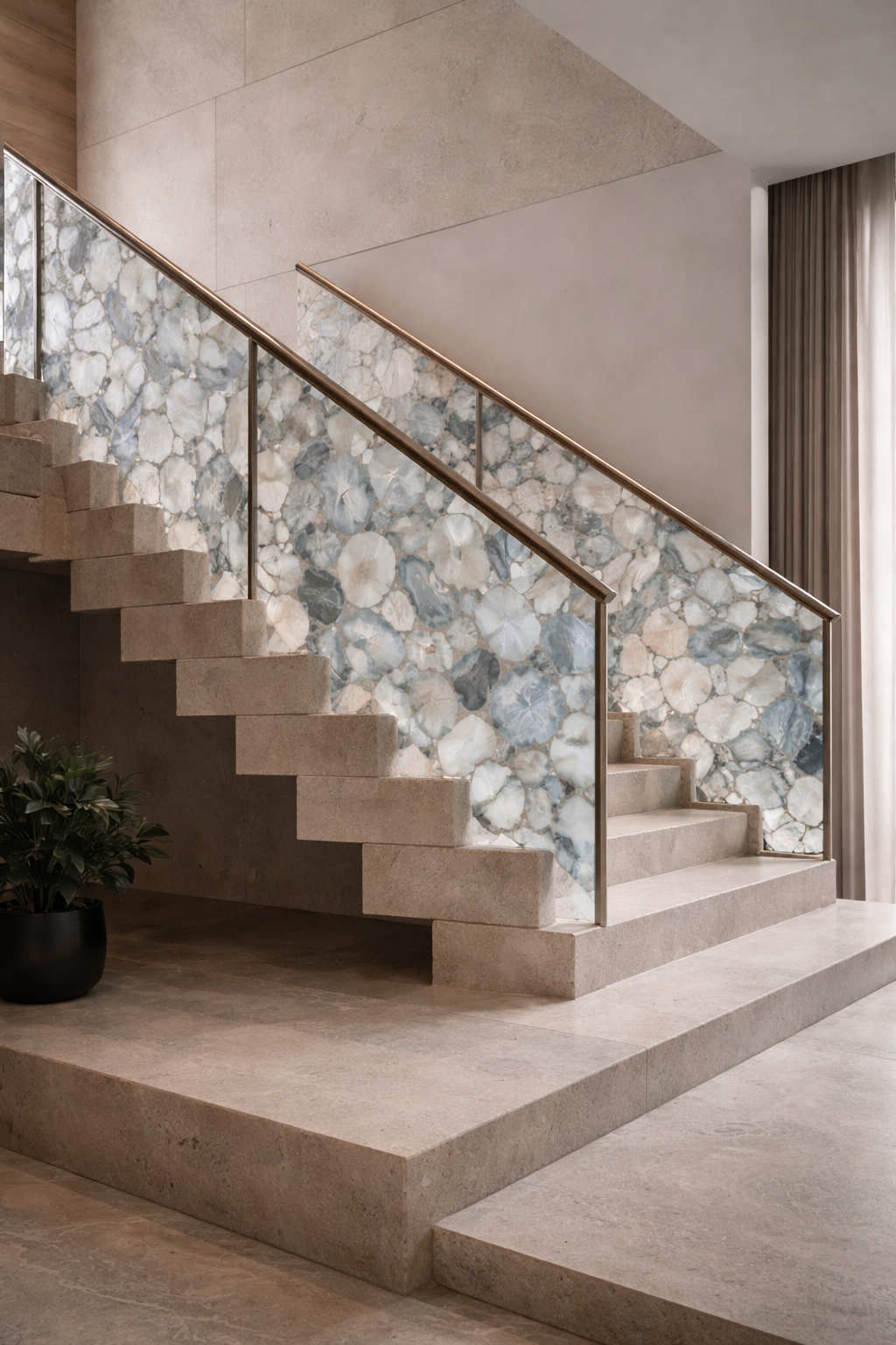 Semi-precious stone wall